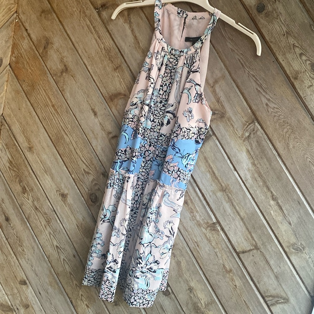BCBG max Azria Sharlot pink and blue halter sundress size medium